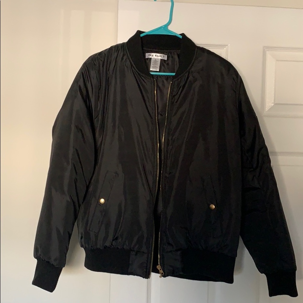 Women’s black bomber jacket